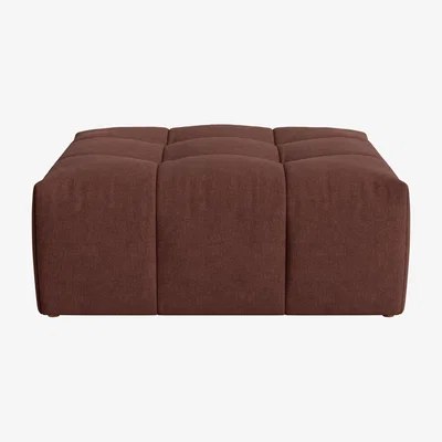 Loaf Top of the Blocks Footstool, Med Sqre (Mulberry Wine Clever Linen)