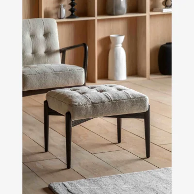 Marks & Spencer Gallery Direct Humber Cream Faux Sheepskin Footstool Oatmeal
