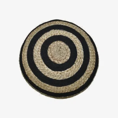 Marks & Spencer Asiatic  Black and Jute Stripe Pouffe - Natural Mix, Natural Mix