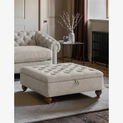 Marks & Spencer Gallery Direct Chesterfield Footstool Oatmeal