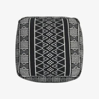 Marks & Spencer Asiatic  Black Geometric Pouffe - Black Mix, Black Mix