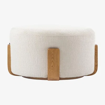 My Furniture Pax Footstool Light Taupe - Chestnut 