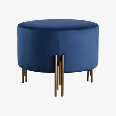 My Furniture Rubell Large Stool Navy Brass base