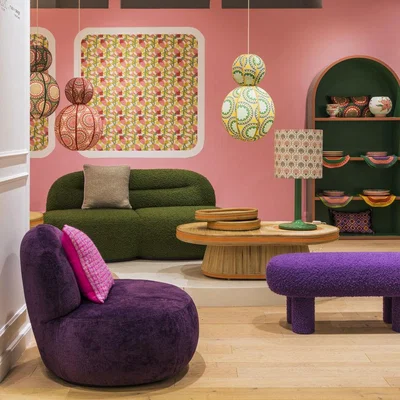 Made in Design Ludmila Pouf textile green / Ottoman - L 100 cm - POPUS EDITIONS