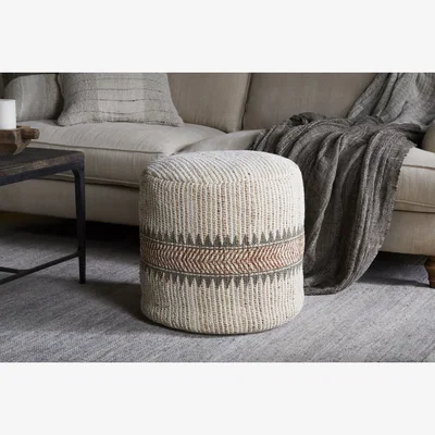 Nkuku nkuku Zairya Jute & Cotton Tall Pouf | Seating | One Size | Natural & Rust