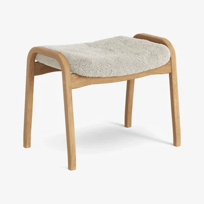 Nordic Nest Swedese Lamino footstool Sheepskin Moonlight-oiled oak