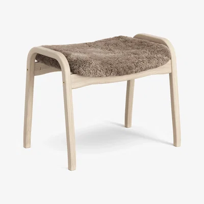 Nordic Nest Swedese Lamino footstool Sheepskin Sahara-white pigmented oak