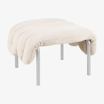 Nordic Nest Hem Puffy ottoman 58x67 cm Natural-stainless steel