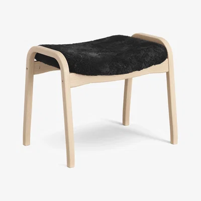 Nordic Nest Swedese Lamino footstool Sheepskin black-lacquered beech