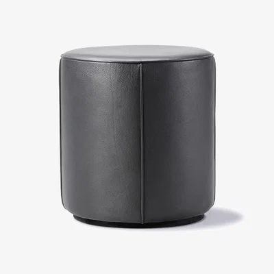 Nordic Nest Fredericia Furniture Mono seat pouf Leather omni 301 black-Ø39 cm