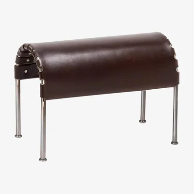 Nordic Nest Källemo Bruno footstool Core leather cigar brown-chrome