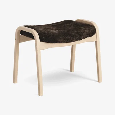 Nordic Nest Swedese Lamino footstool Sheepskin Espresso-lacquered beech