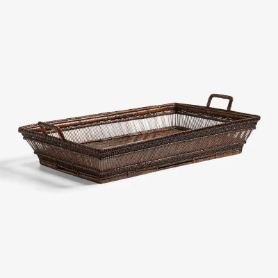 OKA OKA, Mandalay Ottoman Tray - Antique Brown, Serving Tray