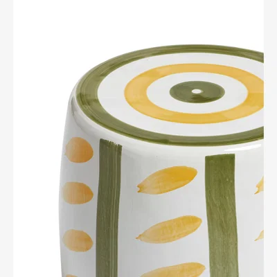 OKA OKA, Rander Ceramic Stool - Spruce/Yellow, Footstool
