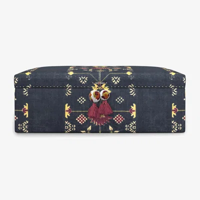 OKA Achamore Upholstered Ottoman - Navy