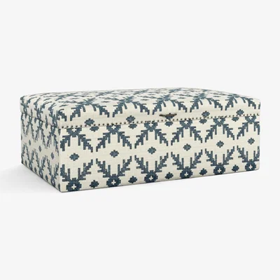 OKA Lazaret Upholstered Ottoman - Lazaret Blue