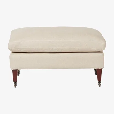 OKA Coleridge Linen Footstool Cover - Natural