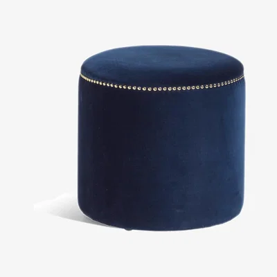 OKA OKA, Costellini Velvet Ottoman - Perfect Navy, Ottomans, Velvet, Plain