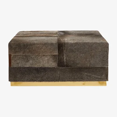 OKA OKA, Locke Ottoman With Drawers - Wolf Grey, Ottomans, Brass/Suede, Plain