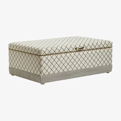 OKA Agnes Upholstered Ottoman - Monochrome