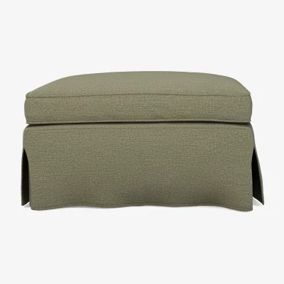 OKA OKA, COVER ONLY - Fanshawe Clever Linen Loose Cover for Rectangular Footstool - Dune Green, MTO Sofa Loose Cover