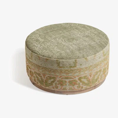 OKA OKA, Rosarch Upholstered Ottoman - Sage, Ottoman