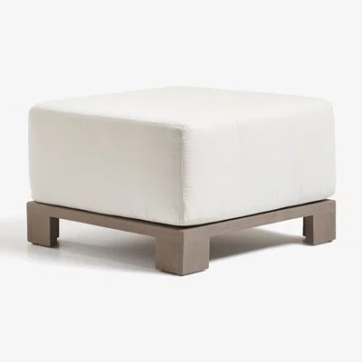 OKA OKA, Swanmore Garden Ottoman - Weathered Teak, Garden Seating