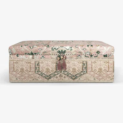 OKA Elsdon Upholstered Ottoman - Washed Rose