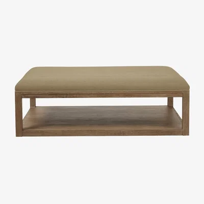 OKA Glin Herringbone Linen Ottoman - Wild Oats Wide Herringbone