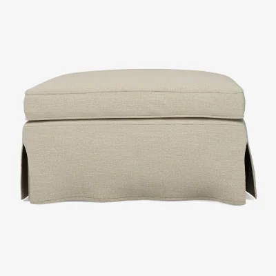 OKA OKA, COVER ONLY - Fanshawe Clever Linen Loose Cover for Rectangular Footstool - Dove, MTO Sofa Loose Cover