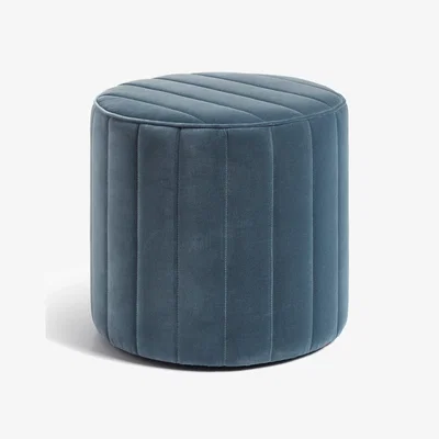 OKA OKA, Santorelli Velvet Ottoman - Air Force Blue, Ottomans, Velvet, Plain