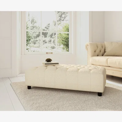 Oak&More Ivory Fabric Footstool