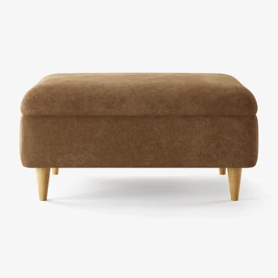 Oak&More Capri Almond Fine Chenille Fabric Footstool