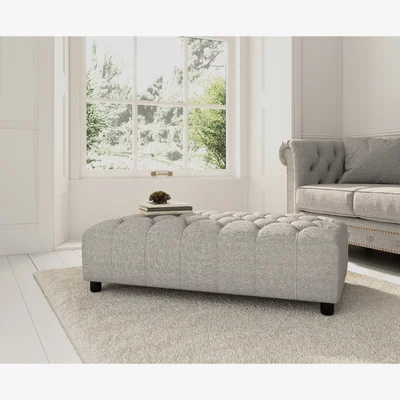 Oak&More Grey Linen Fabric Footstool