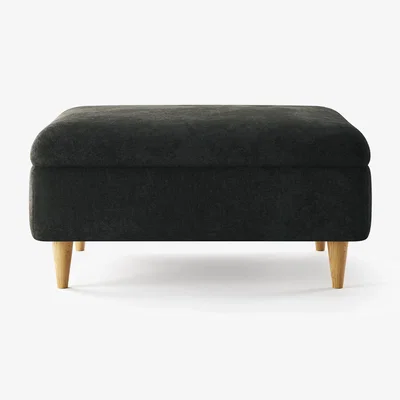 Oak&More Capri Anthracite Chenille Fabric Footstool