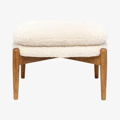 Perch and Parrow Scott Footstool in Sheepskin