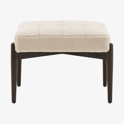 Perch and Parrow Brad Faux Sheepskin Footstool in Cream