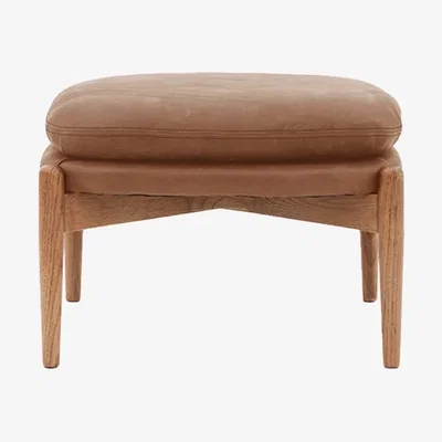 Perch and Parrow Scott Footstool in Cognac Brown