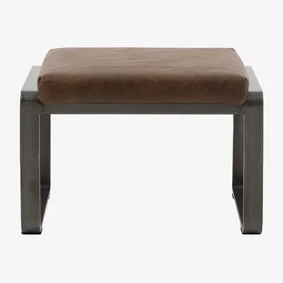 Perch and Parrow Spencer Leather Footstool in Brown