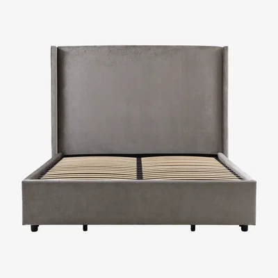 Perch and Parrow Dreamer King Ottoman Bedstead in Silver Velour