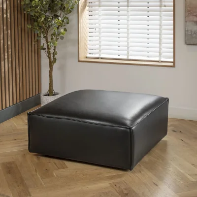 Quatropi Rupert Leather Footstool Section Carbon 98x98cm