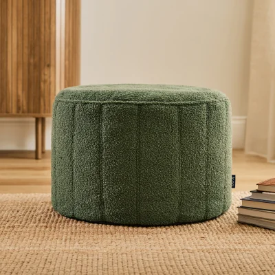 The Range icon Quilted Milano Boucle Footstool, Olive - Olive