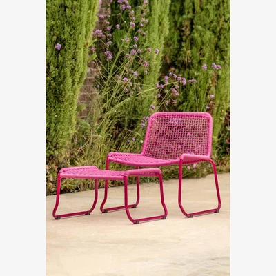Rockett St George Garden Lounge Chair & Footstool In Hot Pink