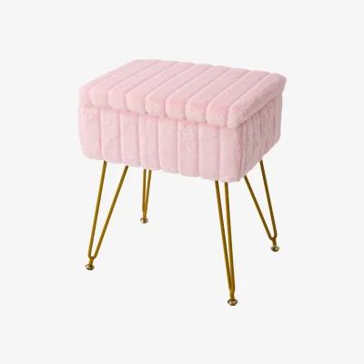 The Range Modern Teddy Fabric Storage Ottoman - Pink