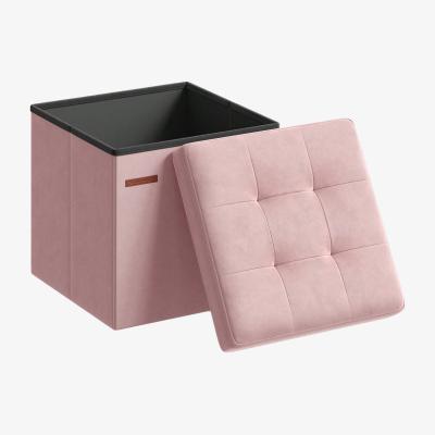 The Range SONGMICS Velvet Storage Ottoman with Tufting - Pink