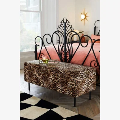 Rockett St George Velvet Leopard Print Ottoman Storage Bench