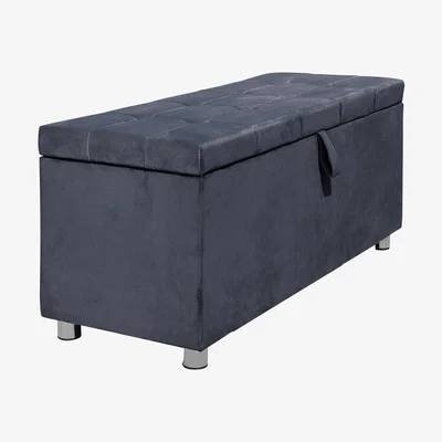 The Range Plush Velvet Storage Ottoman Blanket Box  - Grey