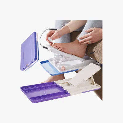 The Range Folding Pedicure Footrest with LED Light - White, Purple