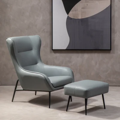 The Range Kaiko Grey Faux Leather Armchair And Footstool - Grey