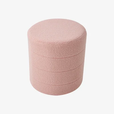 The Range Round Teddy Fleece Upholstered Footstool - Pink